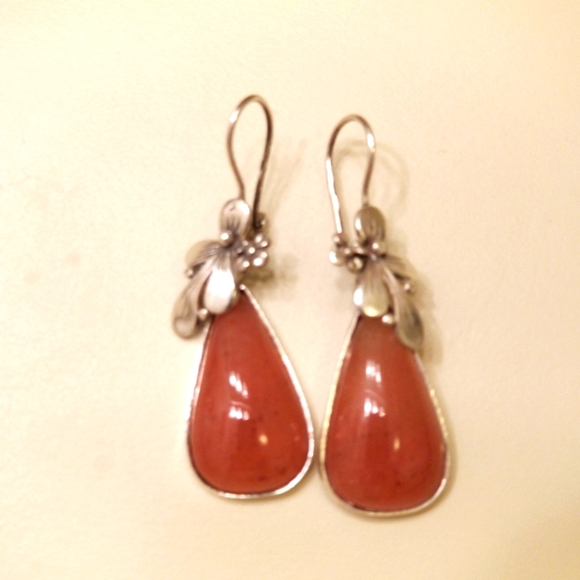 🔻REDUCED❣ RARE Real Large Agate Gemstone silver earrings. Secire lever back❤❣🎀 - Picture 1 of 10